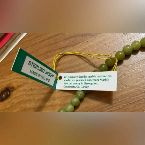 Connemara Marble:Genuine Connemara Marble beaded Celtic necklace sterling charm - Picture 5 of 9